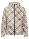 Burberry Checked Reversible Hooded Jacket In Beige