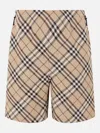 Burberry Drawstring Waistband Check Shorts With Embroidered Detail In Brown