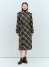 Burberry Green Oversized Double-breasted Trench Coat With Check Motif In Twill Woman In Green