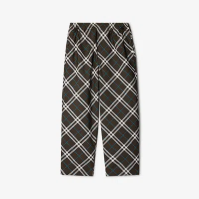 Burberry Nylon Trouser With Check Print In Multicolor
