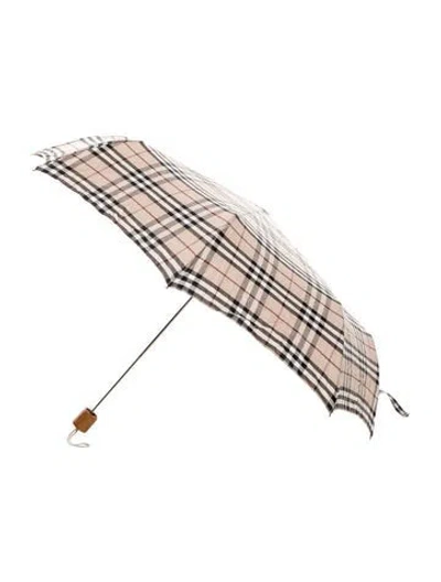 Pre-owned Burberry Check Umbrella In Neutral