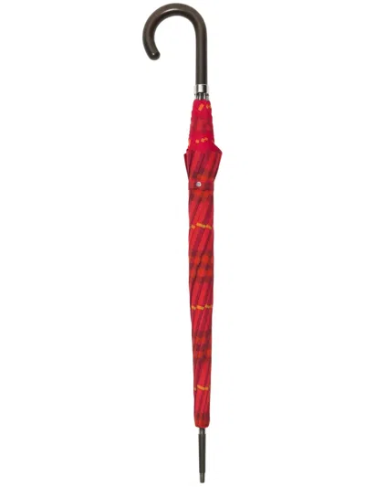 Burberry Check Umbrella In Red