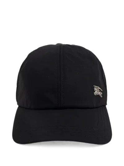 Burberry Check Under The Peak Cotton Hat With Adjustable B Buckle Closure In Nero