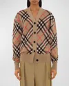 Burberry Checkered Wool-mohair Blend Cardigan In Sand Ip Check