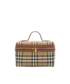 Burberry Women Beige Crossbody Bag With Adjutable And Removable Shoulder Strap And All-over Check Mo In Brown