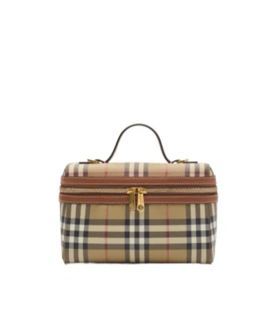 BURBERRY BURBERRY MINI CHECKED ZIP-AROUND VANITY CROSSBODY BAG