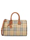 Burberry Medium Bowling Bag With Check Pattern In Brown