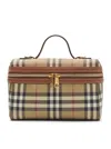 Burberry Coated Canvas Vanity Check Crossbody Bag With Check Motif In Brown