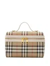 Burberry Coated Canvas Vanity Case With Check Pattern In Nude