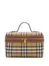 Burberry Coated Canvas Vanity Check Crossbody Bag With Check Motif In Brown