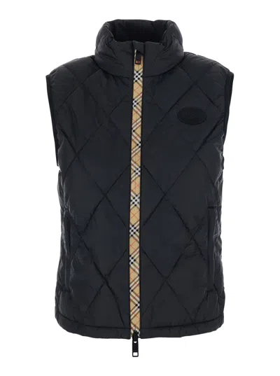 Burberry Check Vest In Black