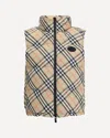 Burberry Sleeveless Down Jacket Featuring Check Pattern In Brown