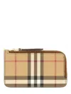 Burberry Beige Card Case With Check Motif In Eco Leather Woman