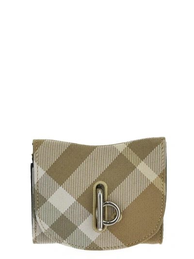 Burberry Check Wallet In Green