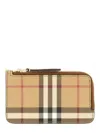 Burberry Beige Card Case With Check Motif In Eco Leather Woman In Beige