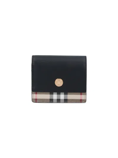 Burberry "check" Wallet In Black  