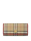 Burberry Check Pattern Canvas Wallet With Gold-tone Hardware In Green