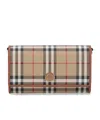 Burberry Beige Fabric Wallet With Multicolor Check Pattern In Brown