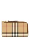 Burberry Beige Card Case With Check Motif In Eco Leather Woman In Brown
