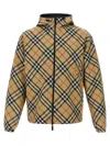 Burberry Beige Reversible Down Jacket With Hood And All-over Check Motif In Tech Fabric Man