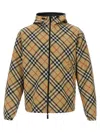 Burberry Beige Reversible Down Jacket With Hood And All-over Check Motif In Tech Fabric Man In Beige