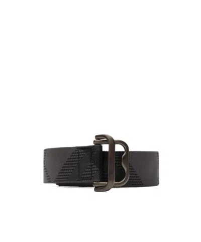 Burberry Check Webbing Belt In Black