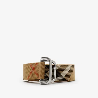 Burberry Check Webbing Belt In Sand