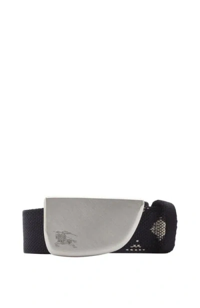 Burberry Check Webbing Shield Belt In Black/calico