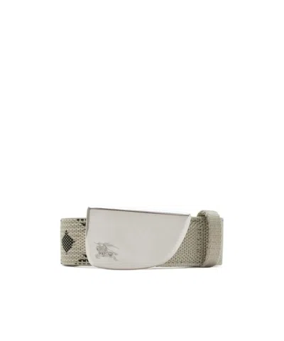 Burberry Check Webbing Shield Belt In Metallic