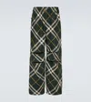Burberry Nylon Trouser With Check Print In Green