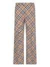 Burberry Checked Straight-leg Trousers In Beige