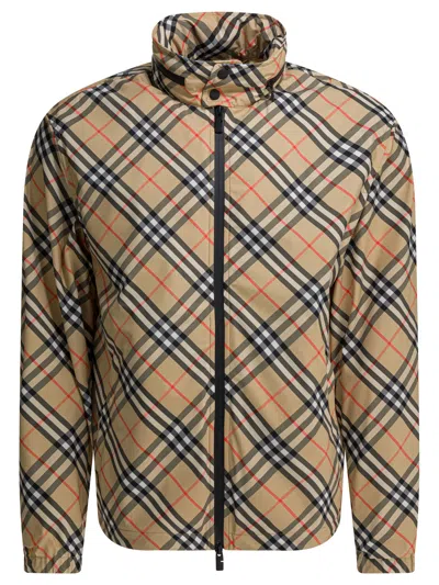 Burberry Vintage Check Windbreaker Jacket In Brown