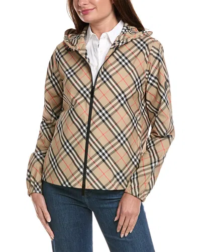 Burberry Check Winderbreaker In Neutral