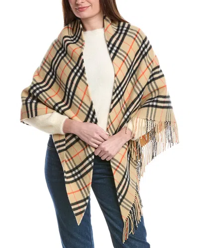 Burberry Check Wool & Cashmere-blend Cape In Nude