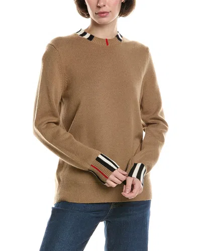 Burberry Check Wool & Cashmere-blend Sweater In Brown