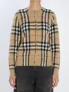 Burberry Check Wool And Cashmere Cardigan In Neutral