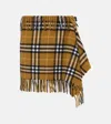 Burberry Women Wool And Cashmere Check Scarf Style Skirt In Grün