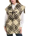 Burberry Check Wool Cape In Brown