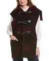 Burberry Check Wool & Leather Cape In Red