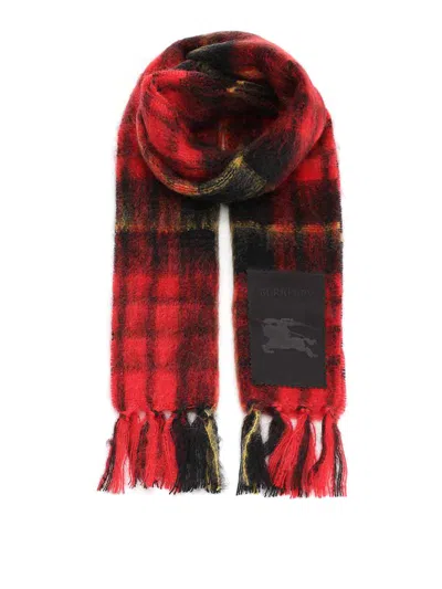 Burberry Check Wool And Mohair Scarf In Red