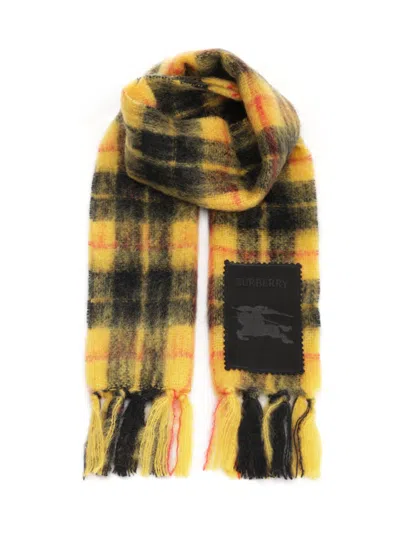 Burberry Check Wool And Mohair Scarf Scarves And Foulards Yellow In Multi