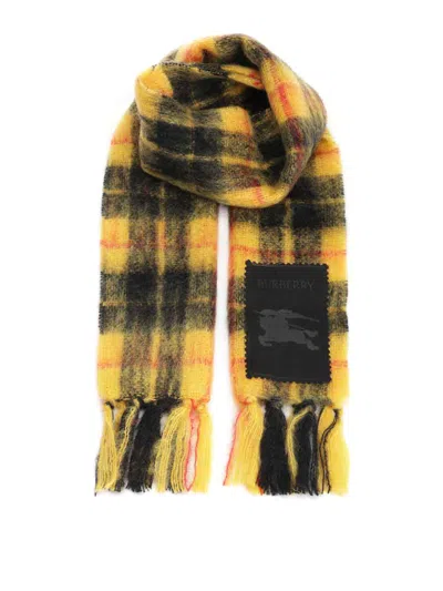 Burberry Check Wool And Mohair Scarf In Yellow