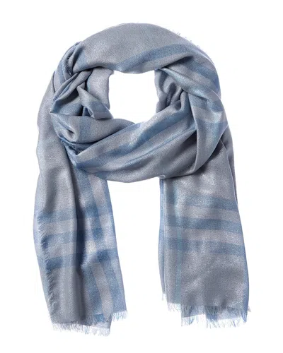 Burberry Check Wool & Silk-blend Scarf In Blue