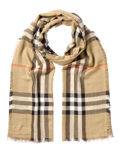 Burberry Check Wool & Silk-blend Scarf In Neutral
