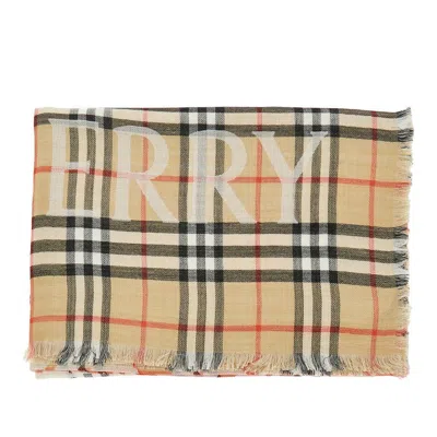 Burberry Check Wool And Silk Scarf In Sand