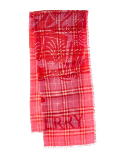 Burberry Check Wool & Silk-blend Scarf In Pink