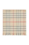 Burberry Childrens Check Wool Baby Blanket In Pale Stone