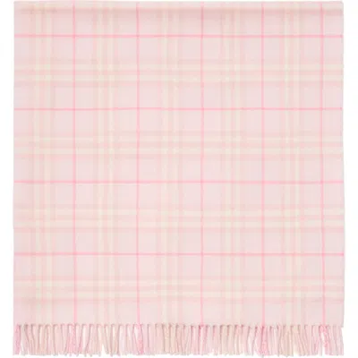 Burberry Check Wool Baby Blanket In Pink