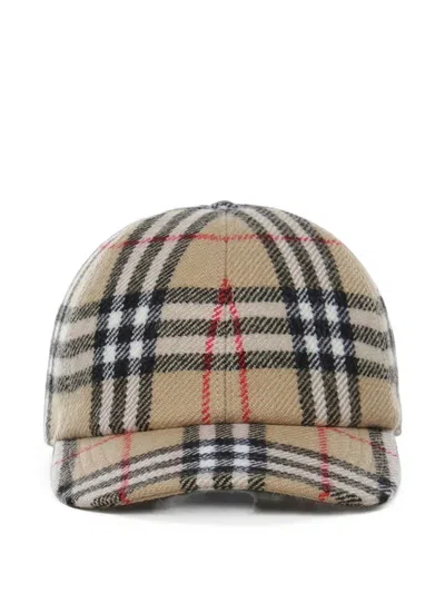 BURBERRY CHECK WOOL BASEBALL CAP