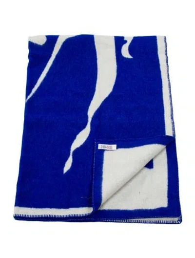 Pre-owned Burberry Check Wool Blanket In Blue
